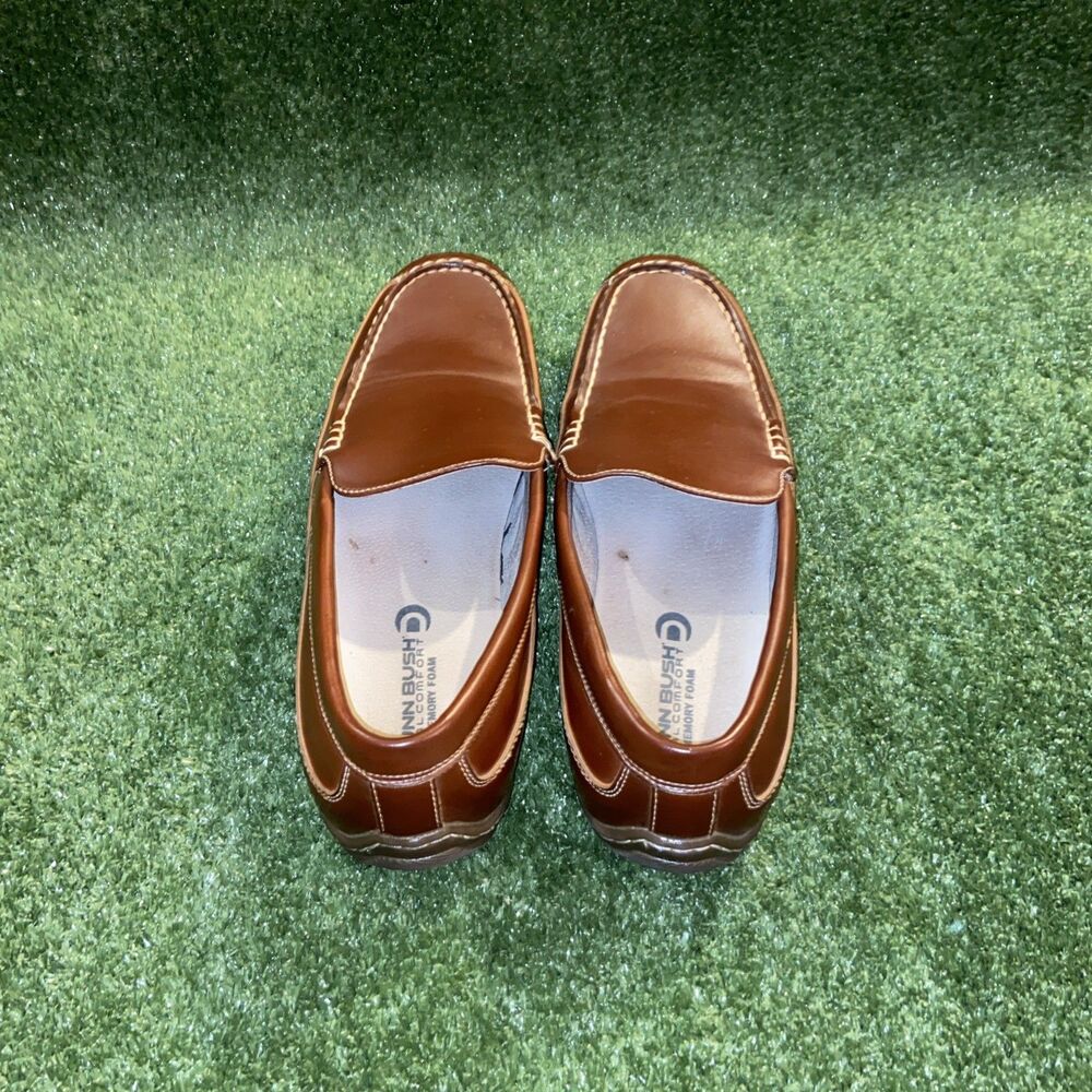 Nunn Bush Men’s 10.5 Shoes Brown Leather Slip On Loafers Moccasin Deck Shoes - Picture 9 of 13